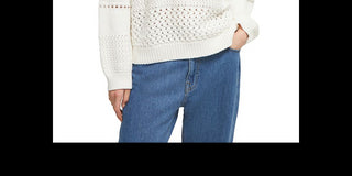 French Connection Women's Trista Pointelle Knit Pullover White Size Medium