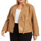 Calvin Klein Women's SeaFaux Leather Moto Jacket Brown Size 0X