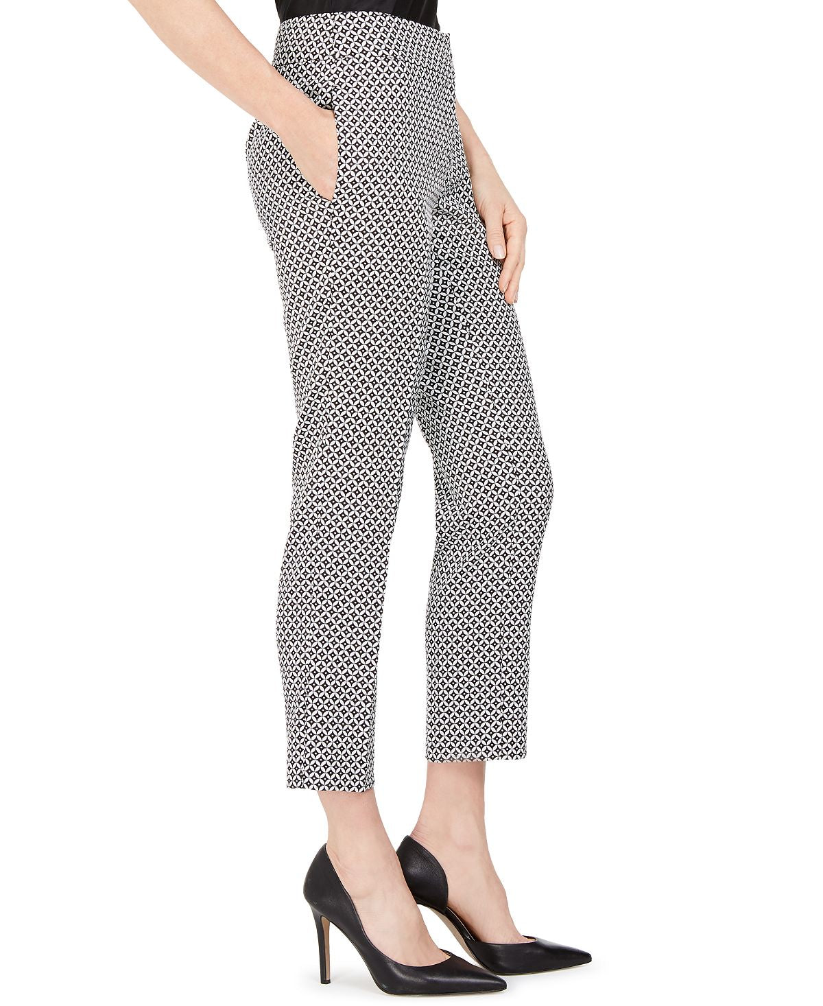 Kasper Women's Geometric Pants Black Size 6 Petite