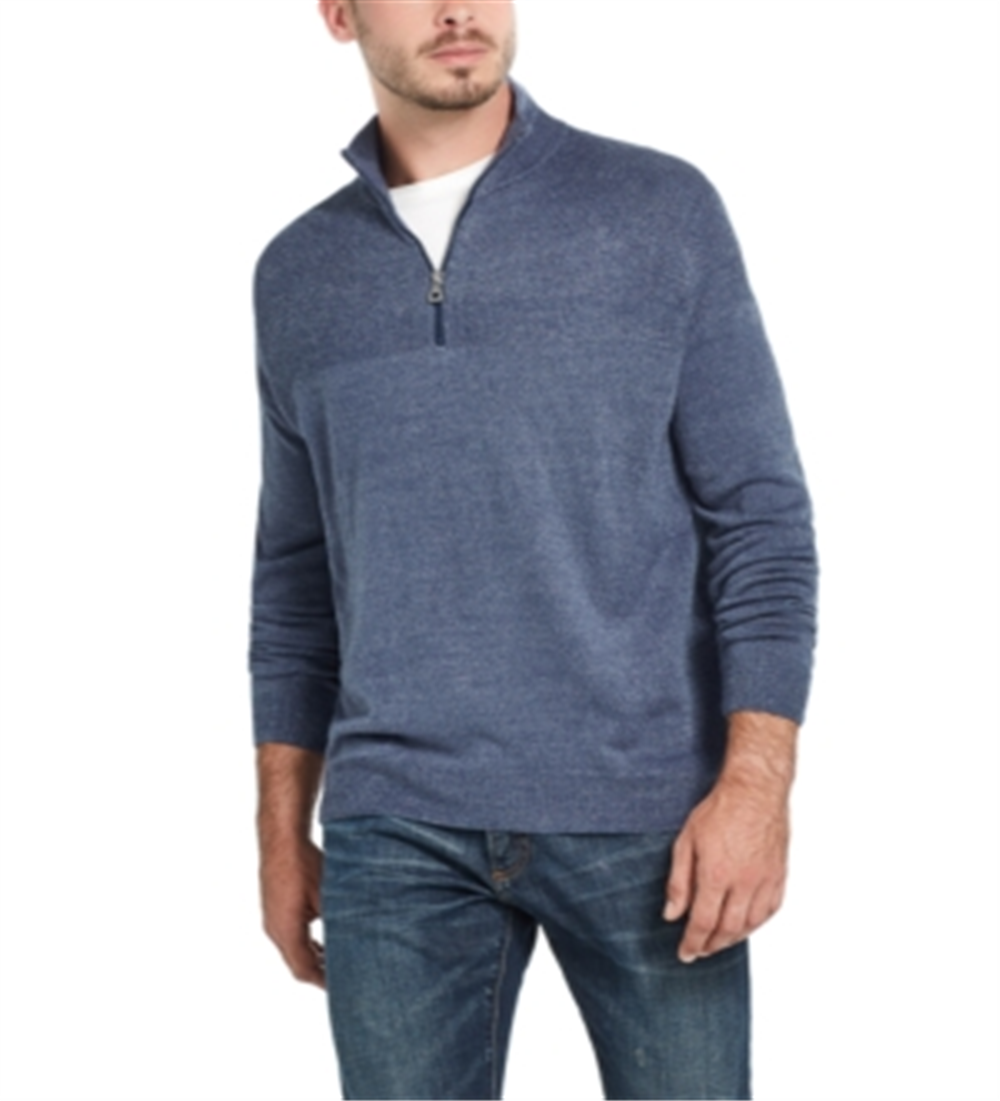 Weatherproof Vintage Men's Sweater Soft Touch Knit 1/4 Zip Pullover Blue  Size XL