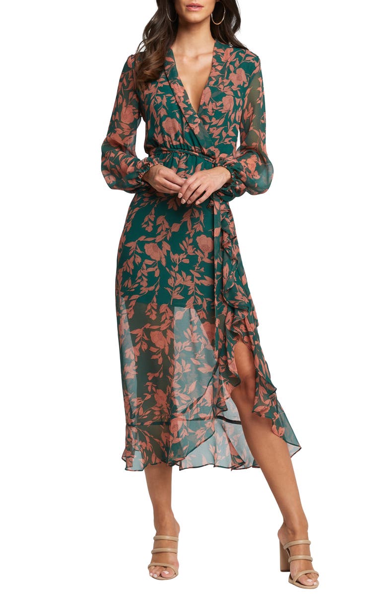 Bardot Women's Floral Print Maxi Dress Green Size X-Large
