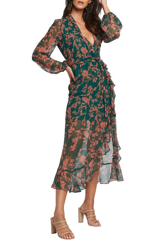 Bardot Women's Floral Print Maxi Dress Green Size X-Large