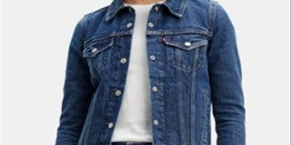 Levi's Women's Original Rib Trim Trucker Blue Size Large