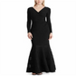 Ralph Lauren Women's Lace Trim Surplice Clevella Formal Dress Black Size 14