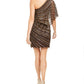 Adrianna Papell Women's Sequined One-Shoulder Sheath Dress Brown Size 10