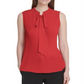 DKNY Women's Tie Neck Pleated Top Red Size X-Small