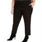 Bar III Women's Trendy Plus Tuxedo Satin-Stripe Straight-Leg Pants Black Size 14W