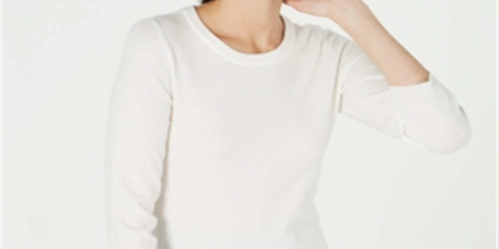 Maison Jules Women's Crewneck Pullover Sweater White Size X-Large