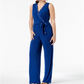 Ny Collection Petite Belted Grommet Jumpsuit Blue Size Petite XL