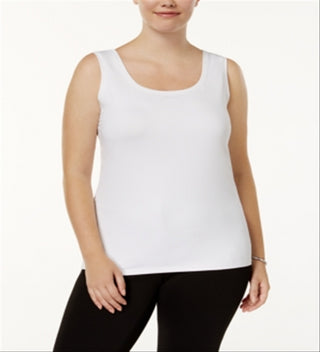 Alfani Women's Scoop Neck Basic Tank White Size 3X