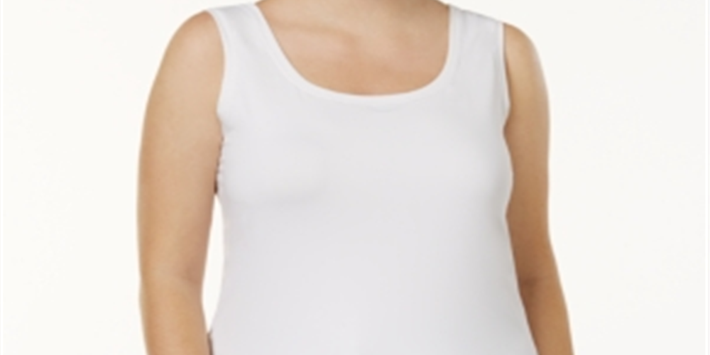 Alfani Women's Scoop Neck Basic Tank White Size 3X