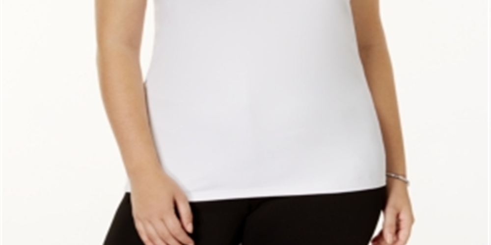 Alfani Women's Scoop Neck Basic Tank White Size 3X