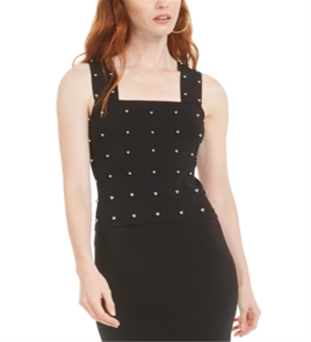 Bar III Women's Studded Sweater Tank Black Size X-Small