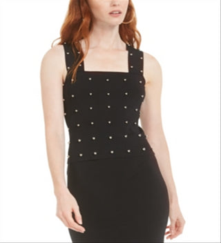 Bar III Women's Studded Sweater Tank Black Size X-Small
