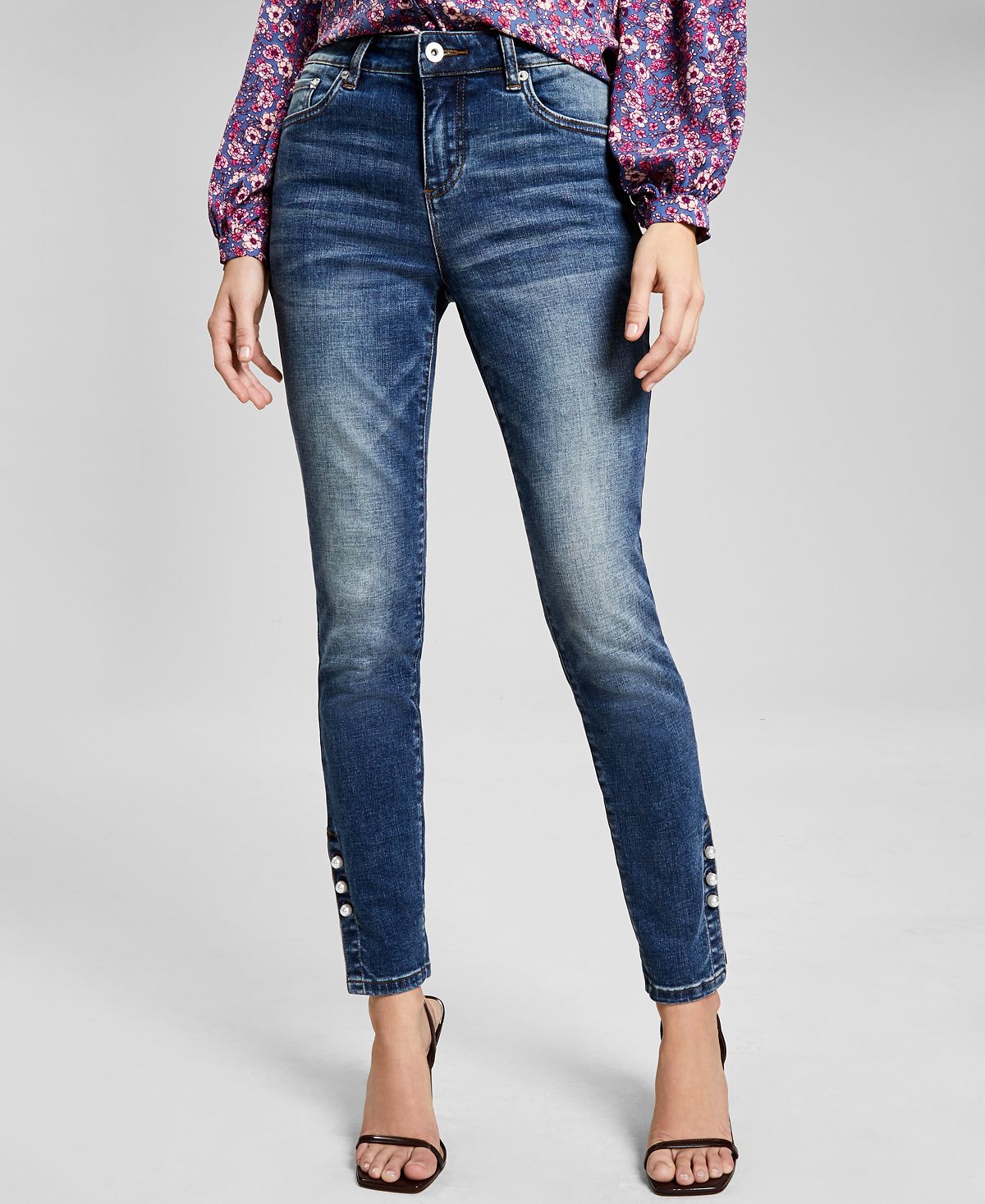 CeCe Embellished Skinny Jeans Blue Size 28