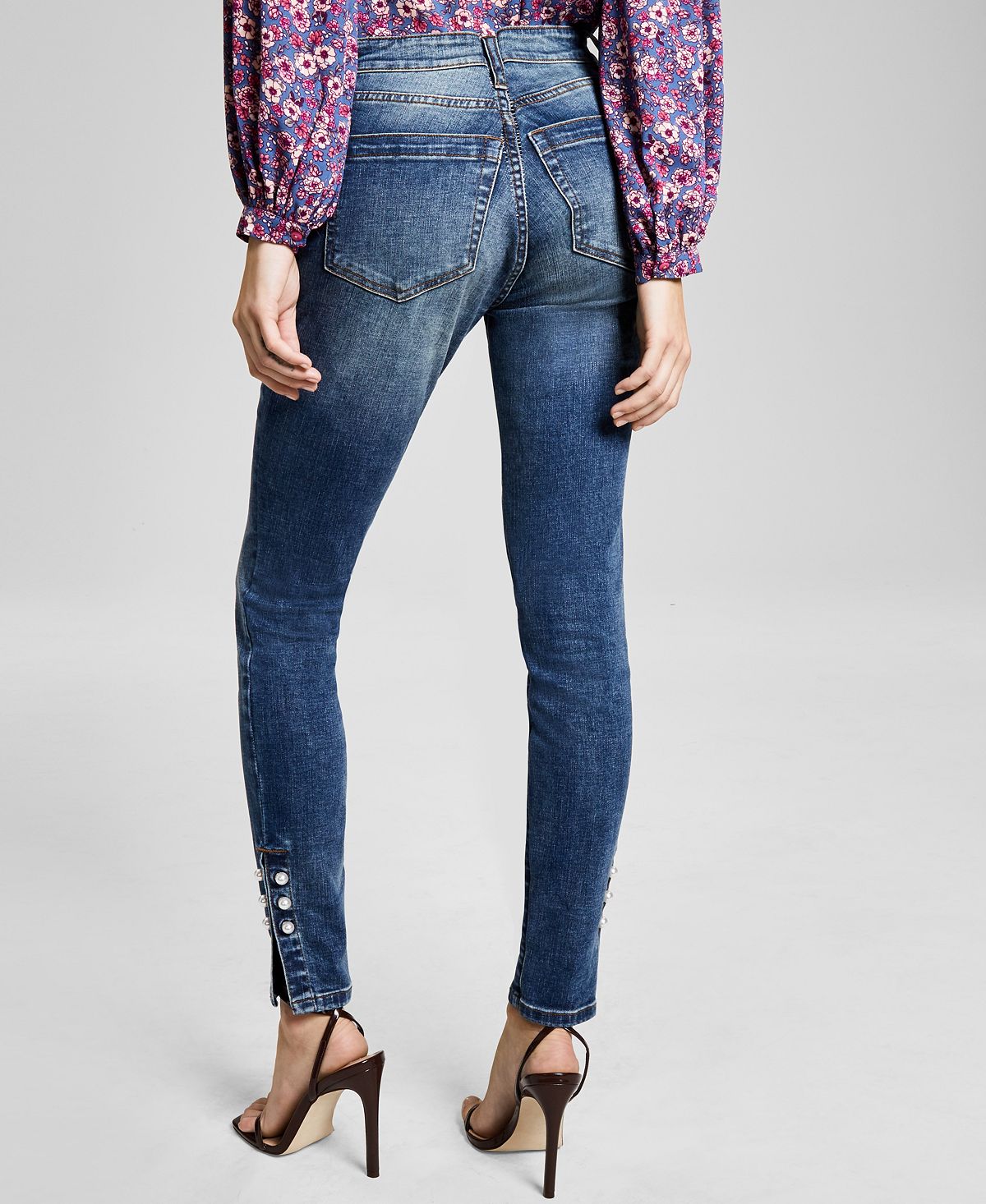 CeCe Embellished Skinny Jeans Blue Size 28