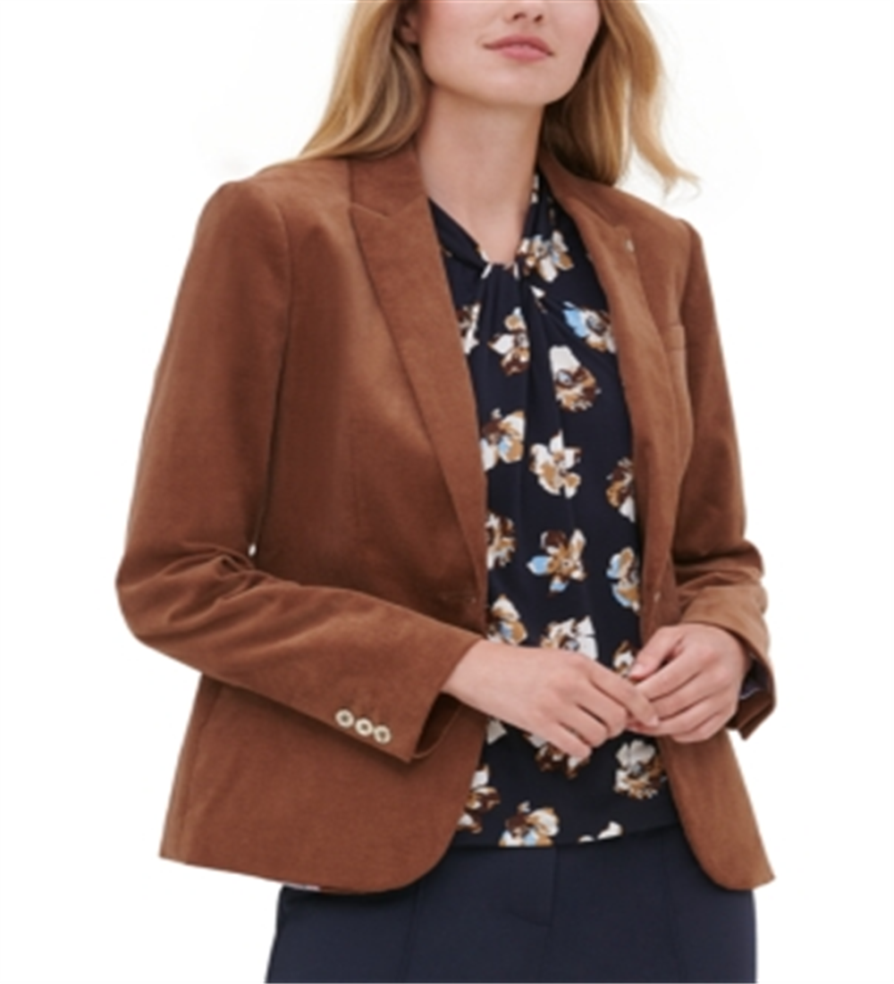 Tommy Hilfiger Corduroy Single-Button Blazer Brown Size 0