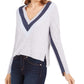 Calvin Klein Women's  Jeans V-Neck Chevron Sweater Blue Size S