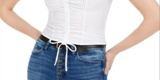 Bar III Women's Eyelet Puff Sleeve Top White Size X-Large