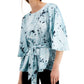Alfani Women's Floral Print Tie Front Blouse Blue Size Medium