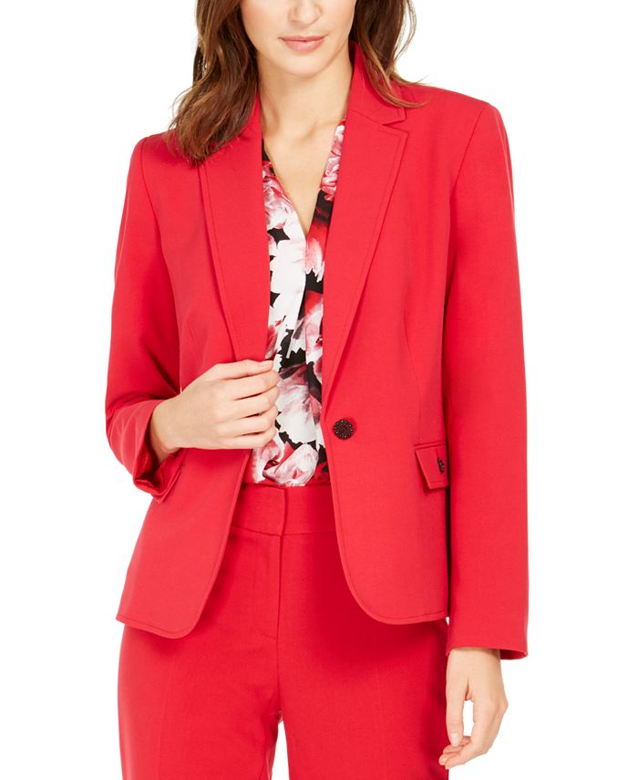 Nine West Women's One Button Blazer Red Size Large