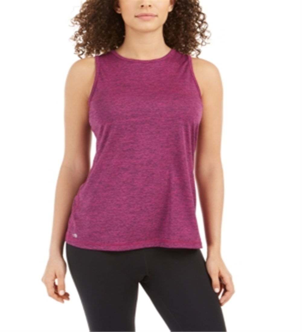Ideology Women's Heathered Keyhole Back Tank Top Pink Size Large