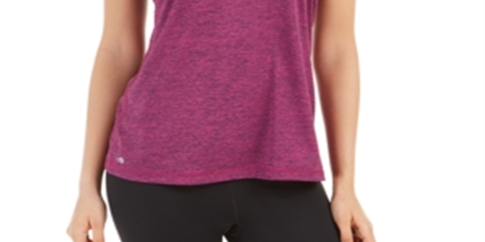 Ideology Women's Heathered Keyhole Back Tank Top Pink Size Large