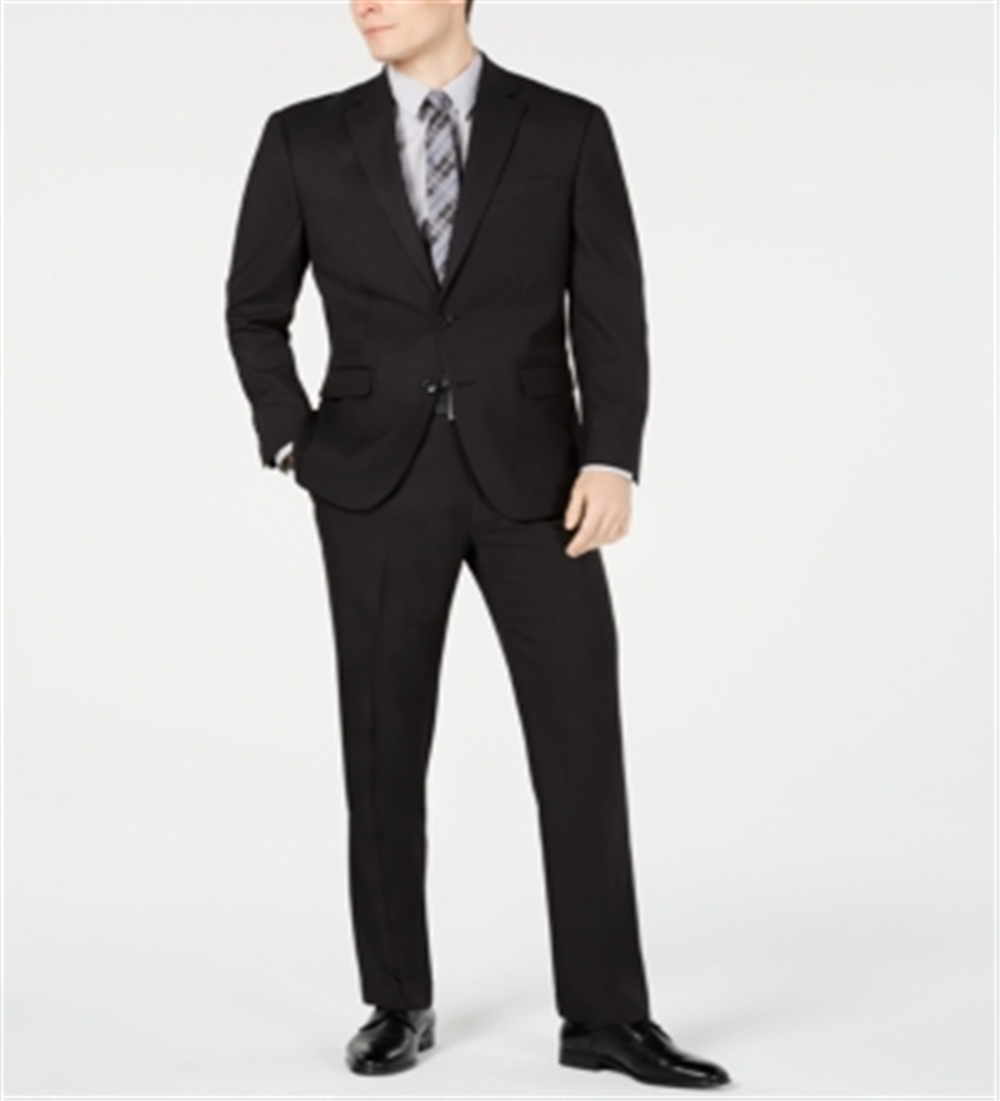 Club Room Men's Classic Fit Stretch Pindot Suit Black Size 43