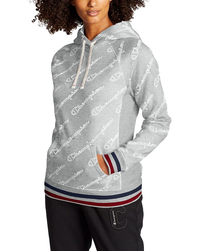 Champion Women's Logo Print Heritage Hoodie Gray Size X-Small