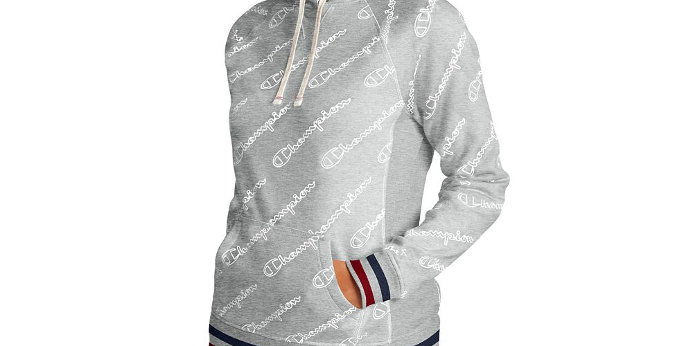 Champion Women's Logo Print Heritage Hoodie Gray Size X-Small