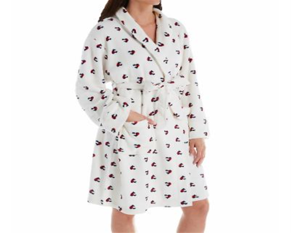 Tommy Hilfiger Women's Plush Logo Flag Heart Robe Dress Gray Size S/M
