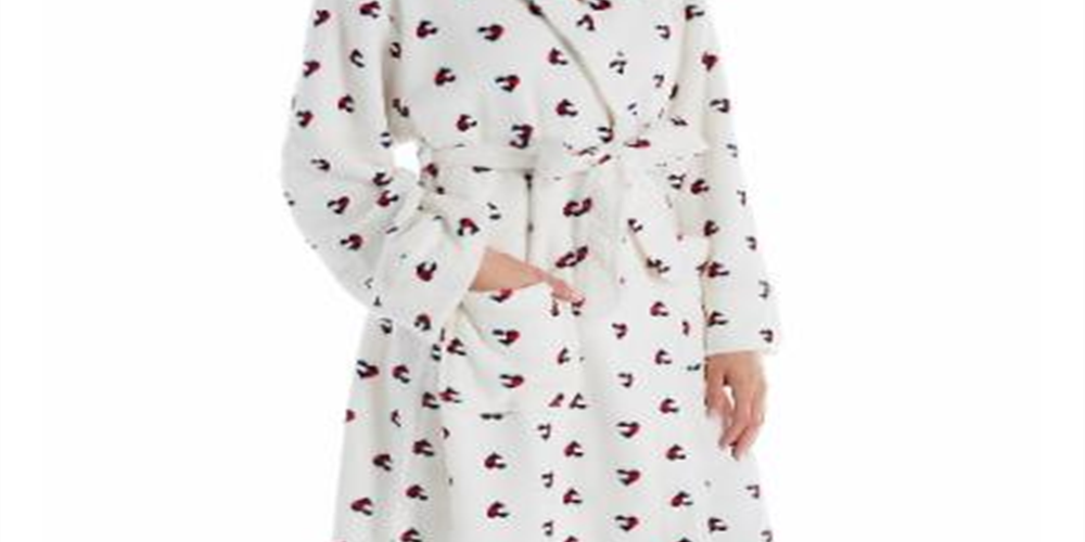 Tommy Hilfiger Women's Plush Logo Flag Heart Robe Dress Gray Size S/M