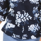 Charter Club Women's Floral Print Linen Blend Shirt Blue Size Large