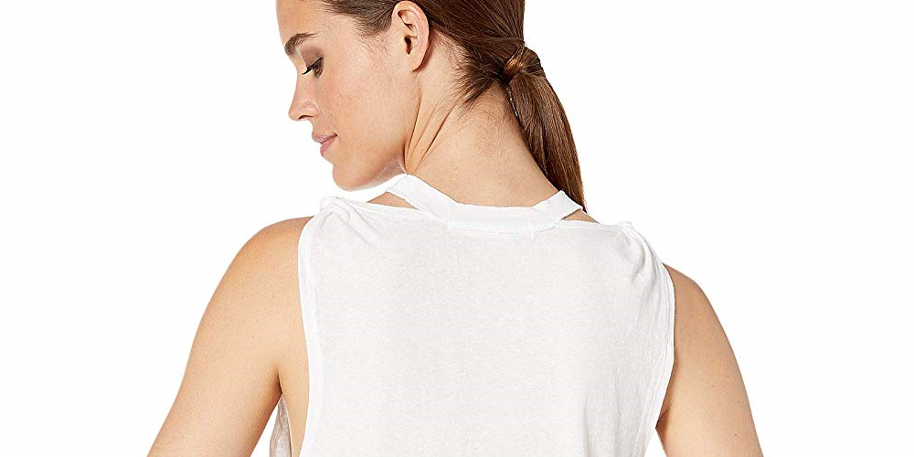 Free People  Women's Sleeveless Jewel Neck Tank Top White Size S