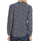 Vince Camuto Women's Long Sleeve Ditsy Vines Split Neck Blouse Blue Size Small