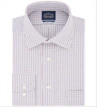 Eagle Men's Classic Regular Fit Non Iron Stretch Collar Check Dress Shirt Red Size 32X33