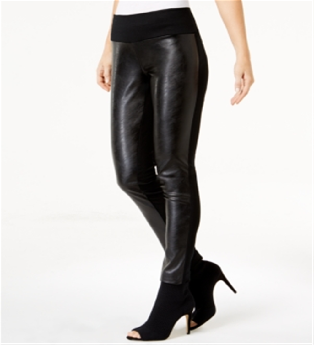 INC International Concepts Women's Faux Leather Skinny Pants Black Size 6