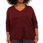 Karen Scott Women's V Neck Sweater Red Size 1X
