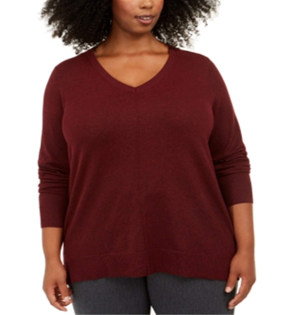 Karen Scott Women's V Neck Sweater Red Size 1X