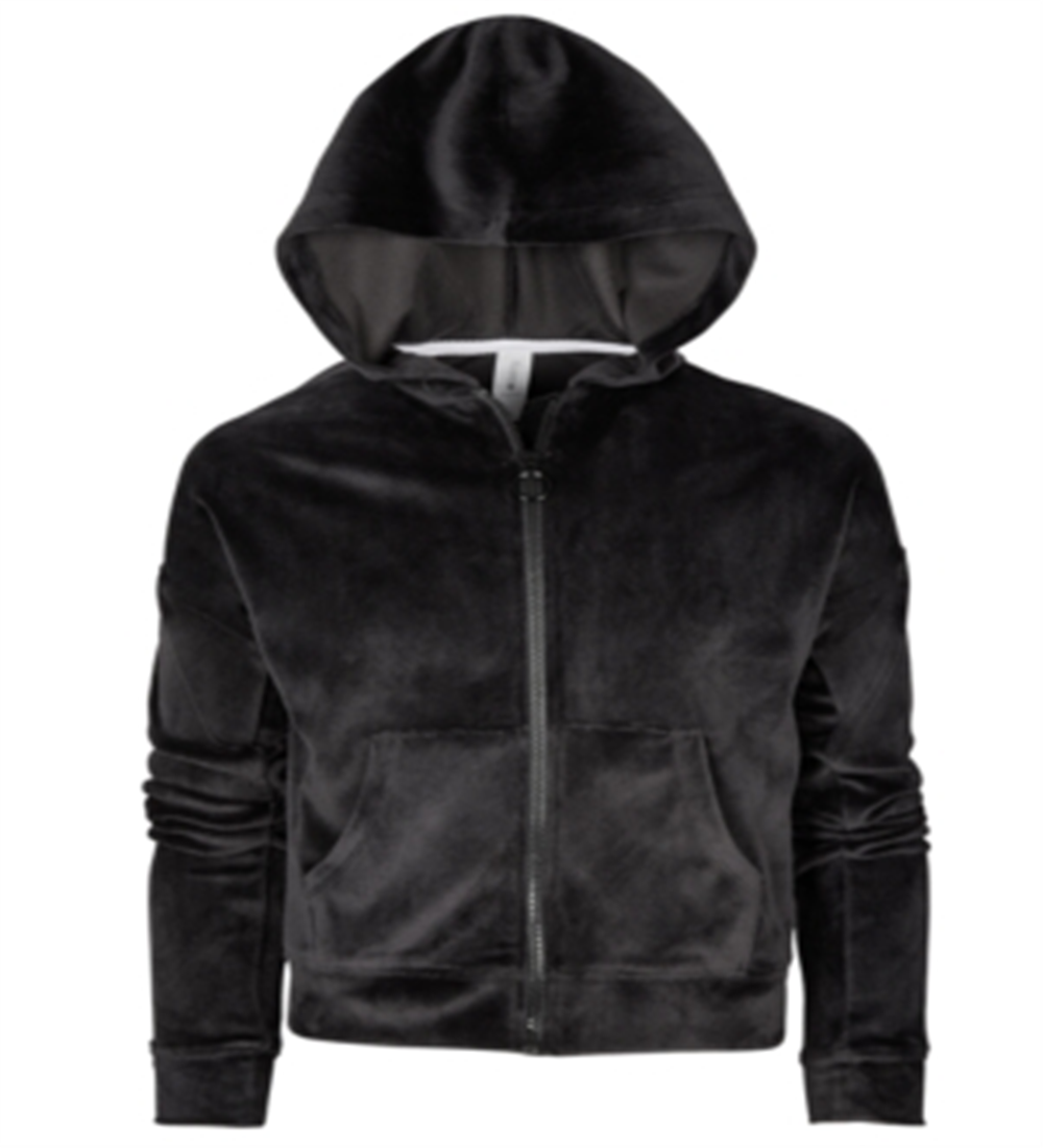Ideology Big Girl's Velour Zip up Hoodie Black Size L14