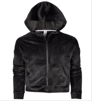 Ideology Big Girl's Velour Zip up Hoodie Black Size L14