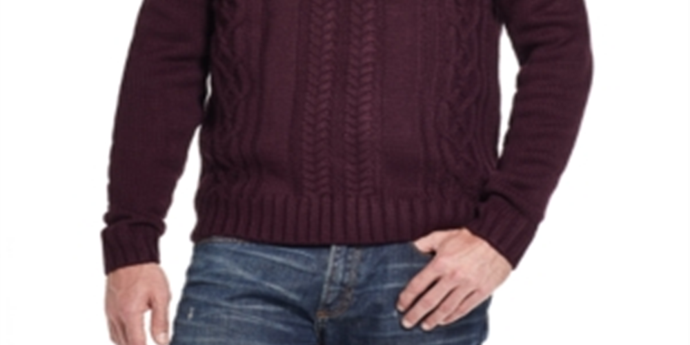 Weatherproof Vintage Men's Military Button Mock Turtleneck Sweater Black Size Large