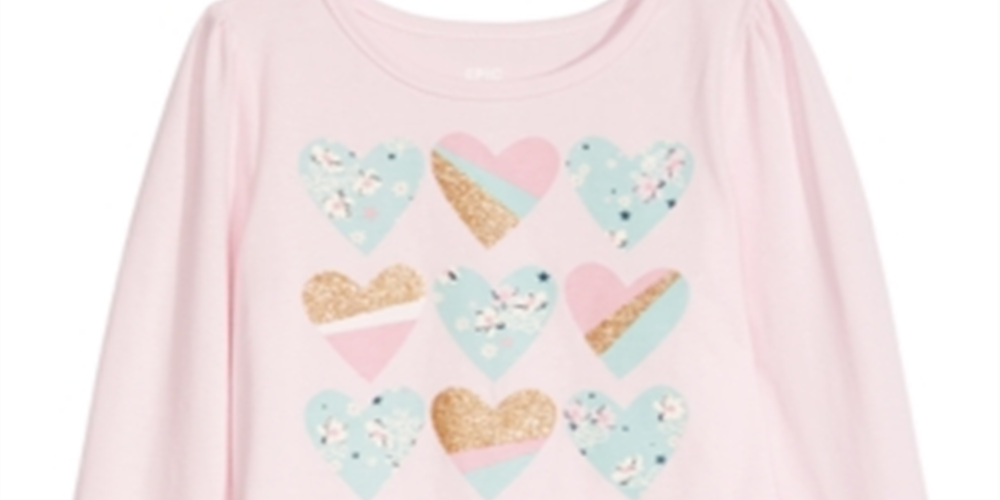 Epic Threads Little Girl's Heart Pattern T-Shirt Pink Size 6