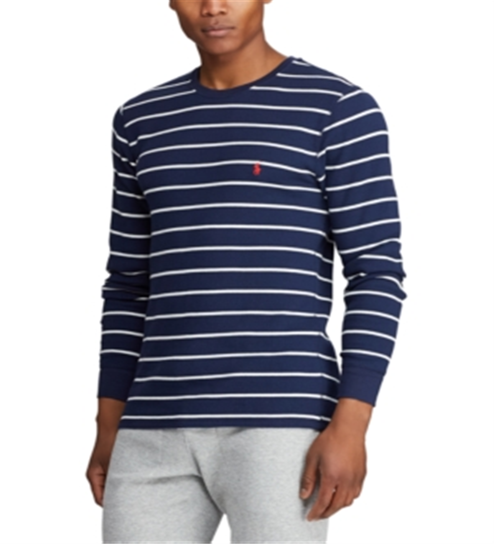 Polo Ralph Lauren Men's Sleepwear Stripe Waffle Pajama Shirt Blue Size Small