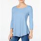 JM Collection Women's Scoop Neck Top  Blue Size XX-Large
