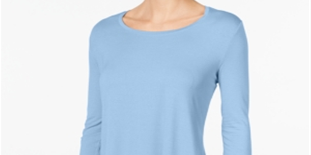 JM Collection Women's Scoop Neck Top  Blue Size XX-Large