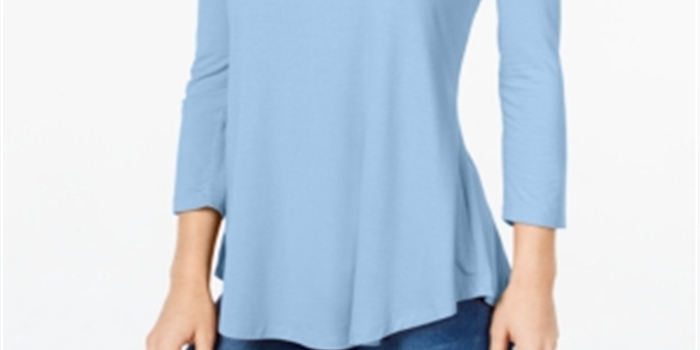 JM Collection Women's Scoop Neck Top  Blue Size XX-Large