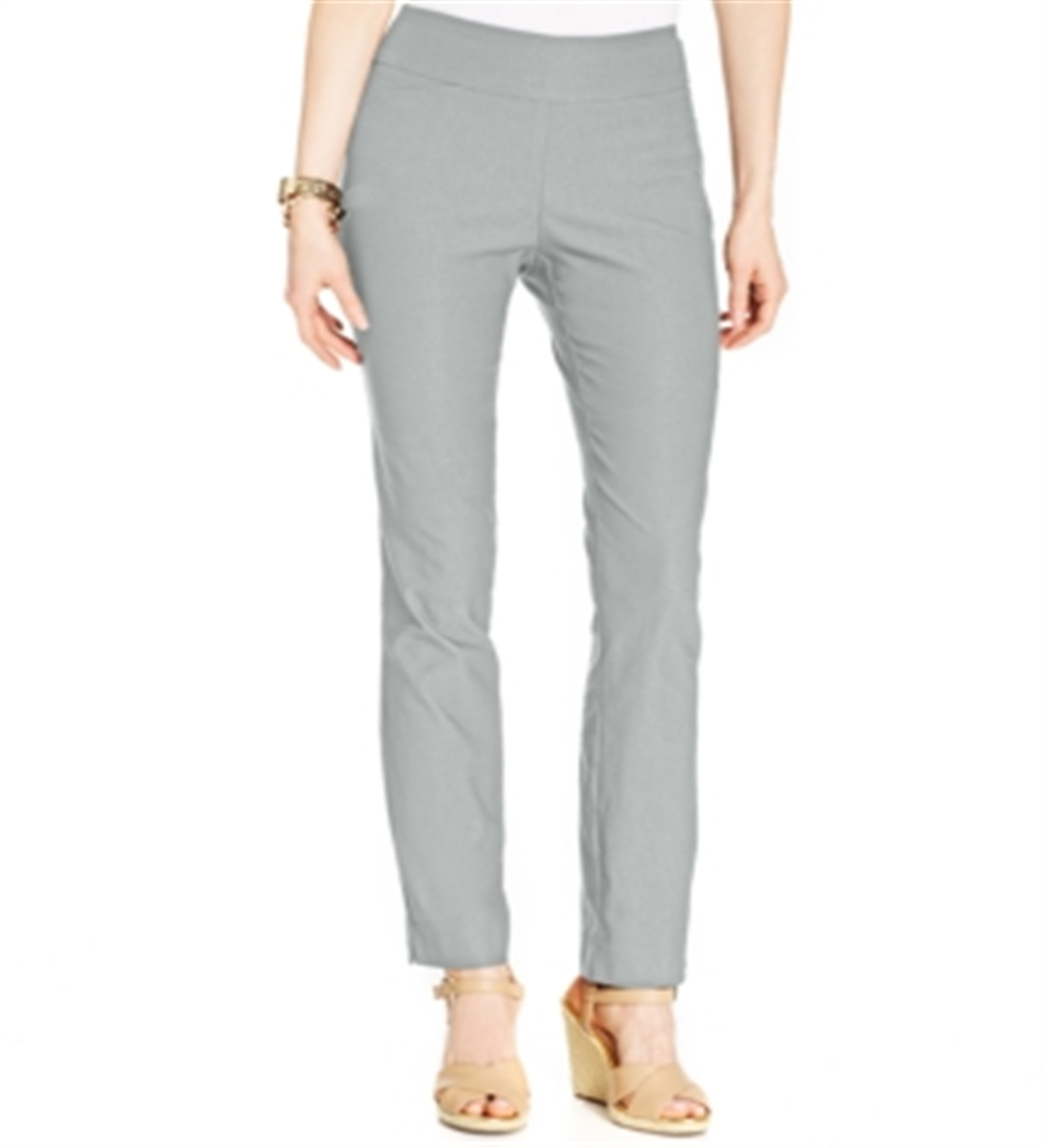 Charter Club Women's Cambridge Tummy Control Slim Leg Pants Gray Size 12P