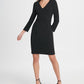 DKNY Women's Long Sleeve V Neck Above the Knee Sheath Party Dress Black Size 10