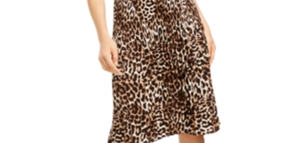 INC International Concepts Women's Printed Leopard Skirt -Brown Size Large